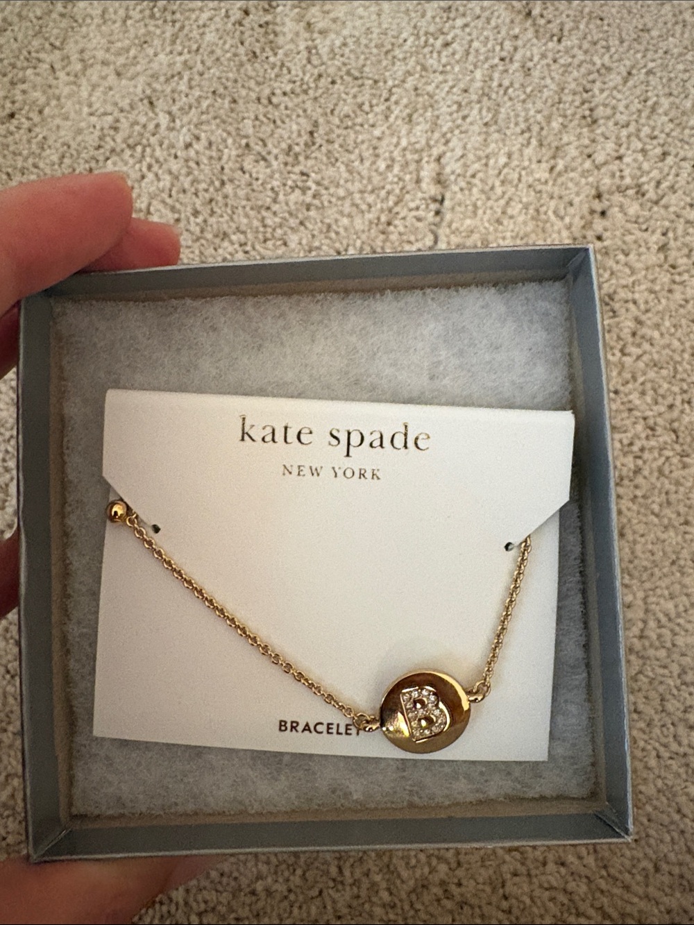 kate spade gold initial B disc bracelet